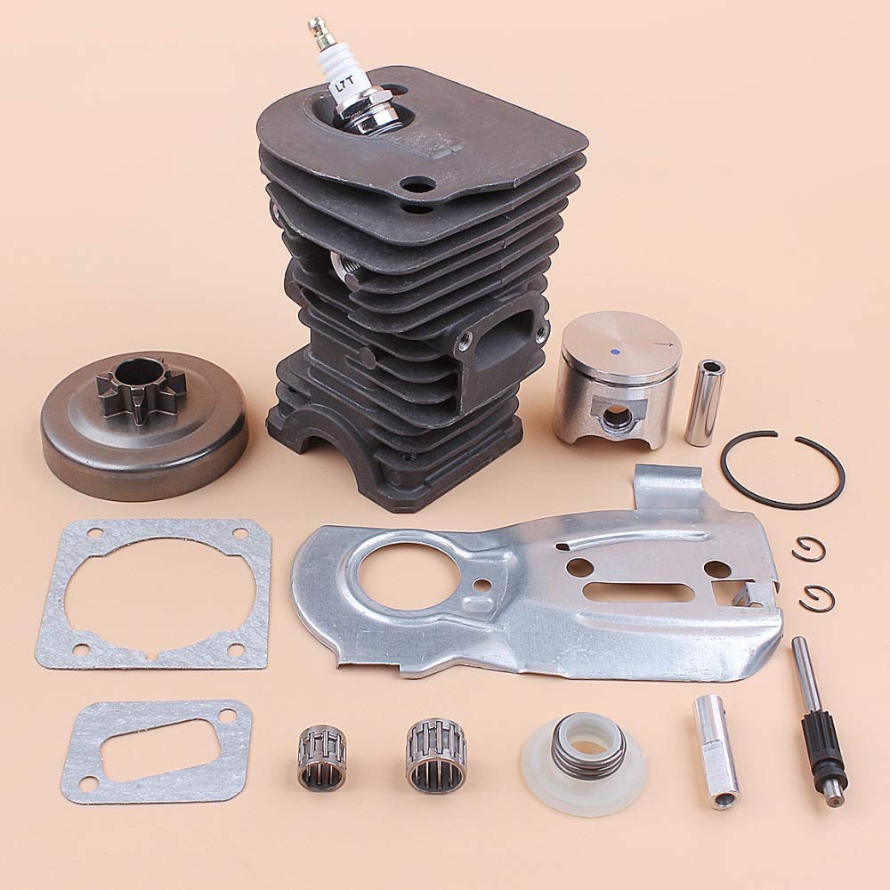Tiempo Beixi Teniendo 42mm Cilindro Pistón Cilindro del Embrague Bomba de Aceite Kit Placa Compatible con Husqvarna 340 345 Motosierra Motor Conjunto de Motor de Alta Tipo