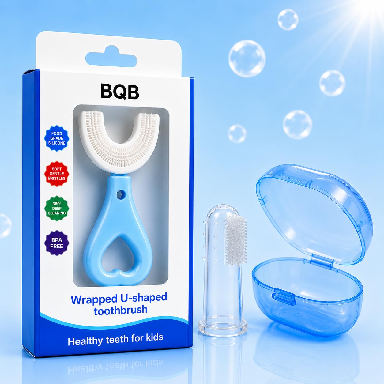 YOS TRENDZ Baby U -Shaped Silicone Manual Tooth Brush With Soft & Elastic Bristles For Complete 360 Degree Dental Cleaning, Specially Designed For Toddlers & Children (BLUE, FREE)-image-48