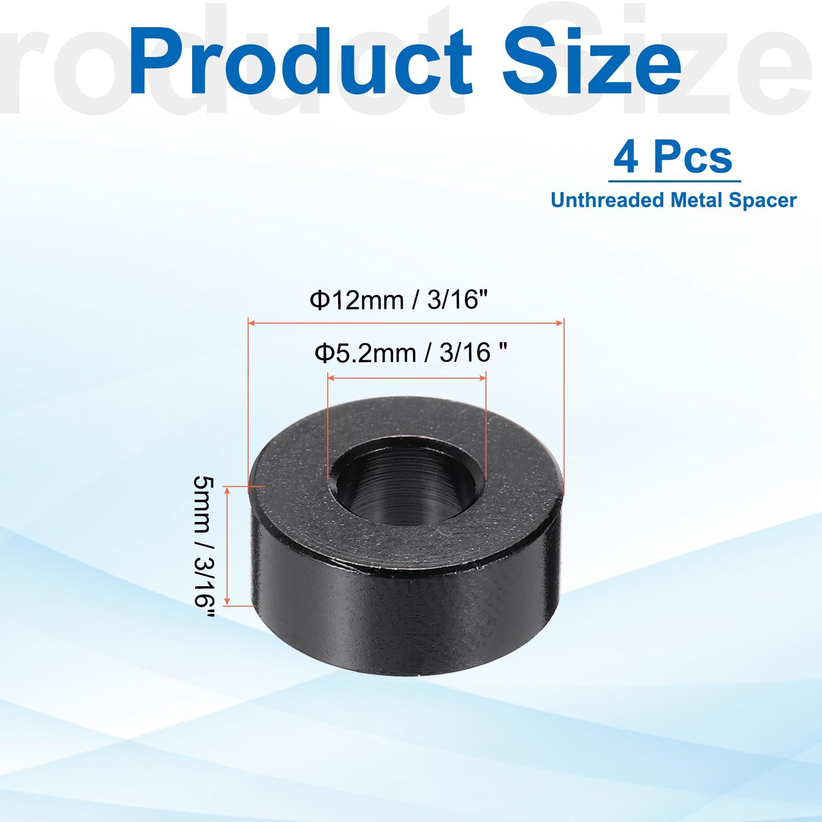 PATIKIL 4pcs M5 Aluminium Spacers, 3/16" ID x 1/2" OD Round Standoff Spacer - Image 2