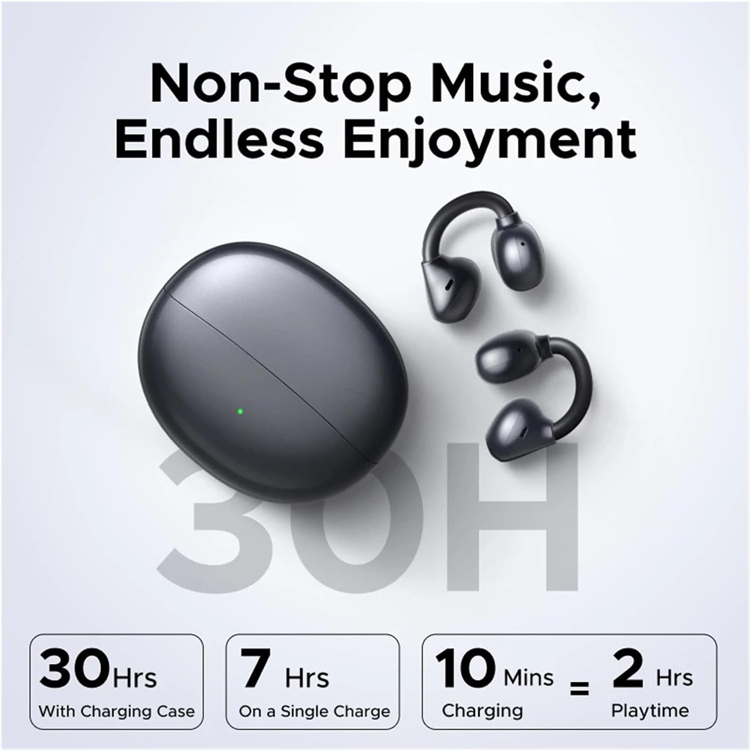Compatible for Open-Ear Wireless Headphones Bluetooth 6.0 with 4 Mic Clear Call, Earbuds Clip On Earphones 30H Playtime