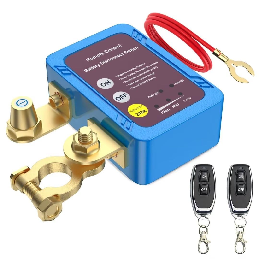 Cllena Remote Battery Disconnect Switch 12V 240A Battery Kill Switch for Car Anti Theft Automatic Cut/Shut Off Battery Switch for Auto RV ATV Truck Marine Boat