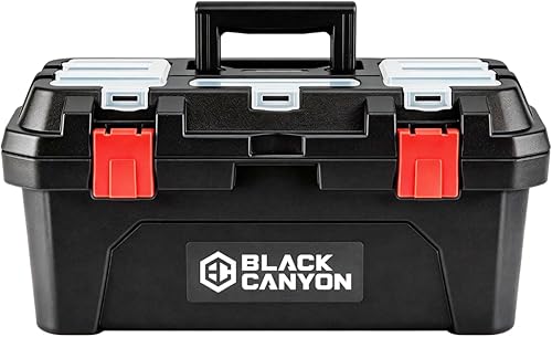 Miniatura 11 de Black Canyon Caja de herramientas de plástico de 17 pulgadas, soporta hasta 44 libras, con asa, polipropileno, diseño de doble capa, flexible