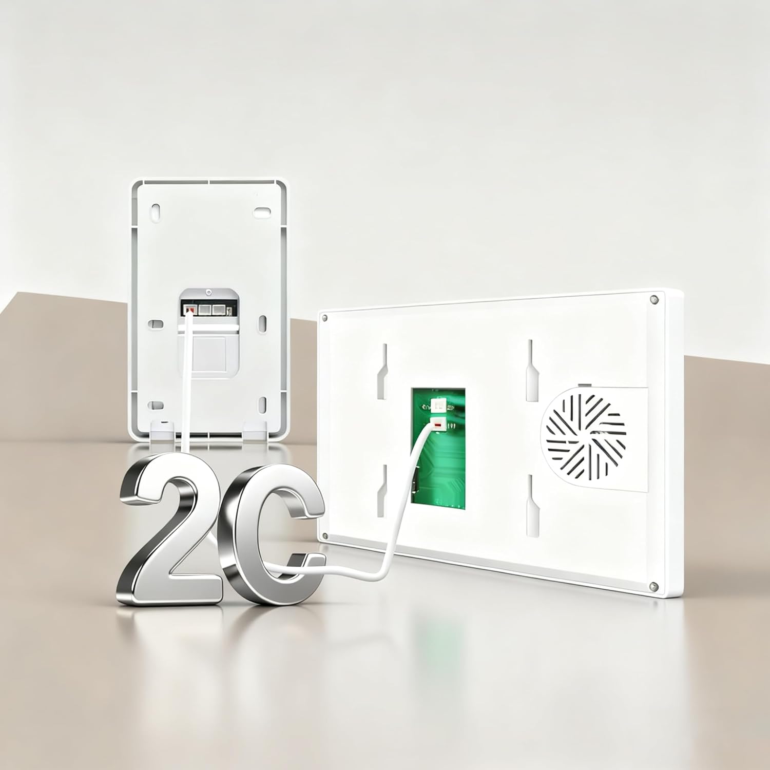 Diagram showing 2-wire connection for the outdoor doorbell unit.