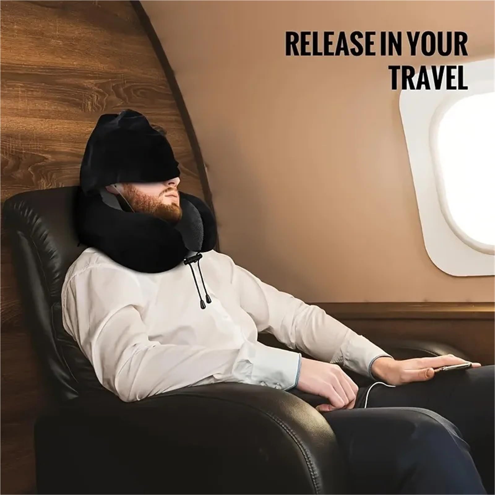 Almohada de Viaje en Forma U con Capucha Espuma viscoelástica