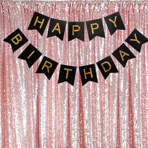HeMiaor 4ftx7ft Rose Gold Sequin Fabric Backdrop for Photography Curtain, Cutain Panels for Window Cover