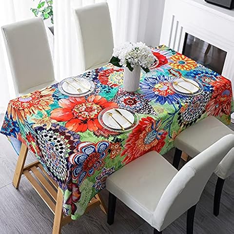 HMS Happy Memories Tablecloth, Original Design Hand Drawing Art Print Table Cloth, Washable Water Resistance Microfiber Decorative Rectangle Table Cover (Tape 8, 60"x84") Cover