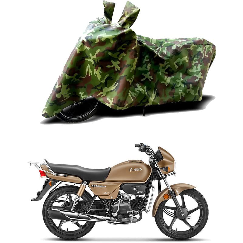 Image of 100% Water Resistant Bike Scooty Two Wheeler Body Cover Compatible for Hero Splendor Plus /UV-Rays /Heat Protection /Birds Dropping /Scratchproof /Dust Proof /Waterproof /All Varient[Green MJ]