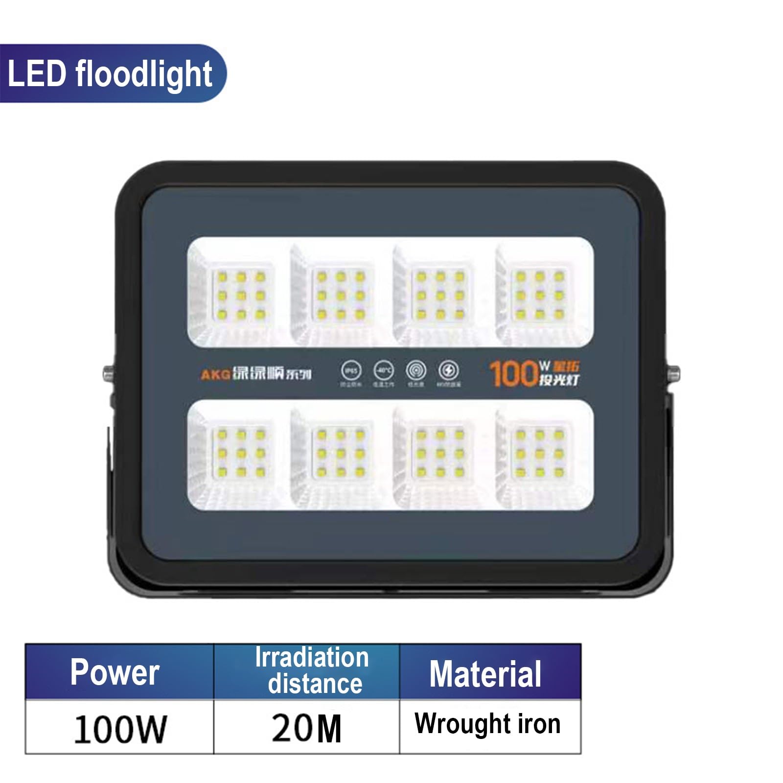 Proiettore ultra luminoso da 50-400 W in alluminio, IP65 for cortile, giardino, stadio, parco giochi(100W)