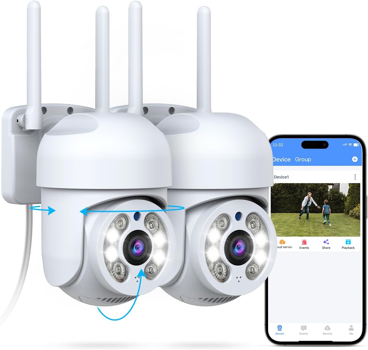 OOSSXX PT Outdoor Wireless Security Camera Wi-Fi Camera for Home Video Surveillance Indoor