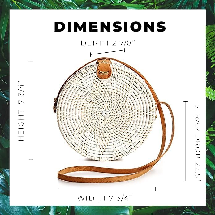 Bolsa redonda de ratán para mujer, bolsas de paja hechas a mano, bolso de mimbre, bolsas bohemias cruzadas circulares