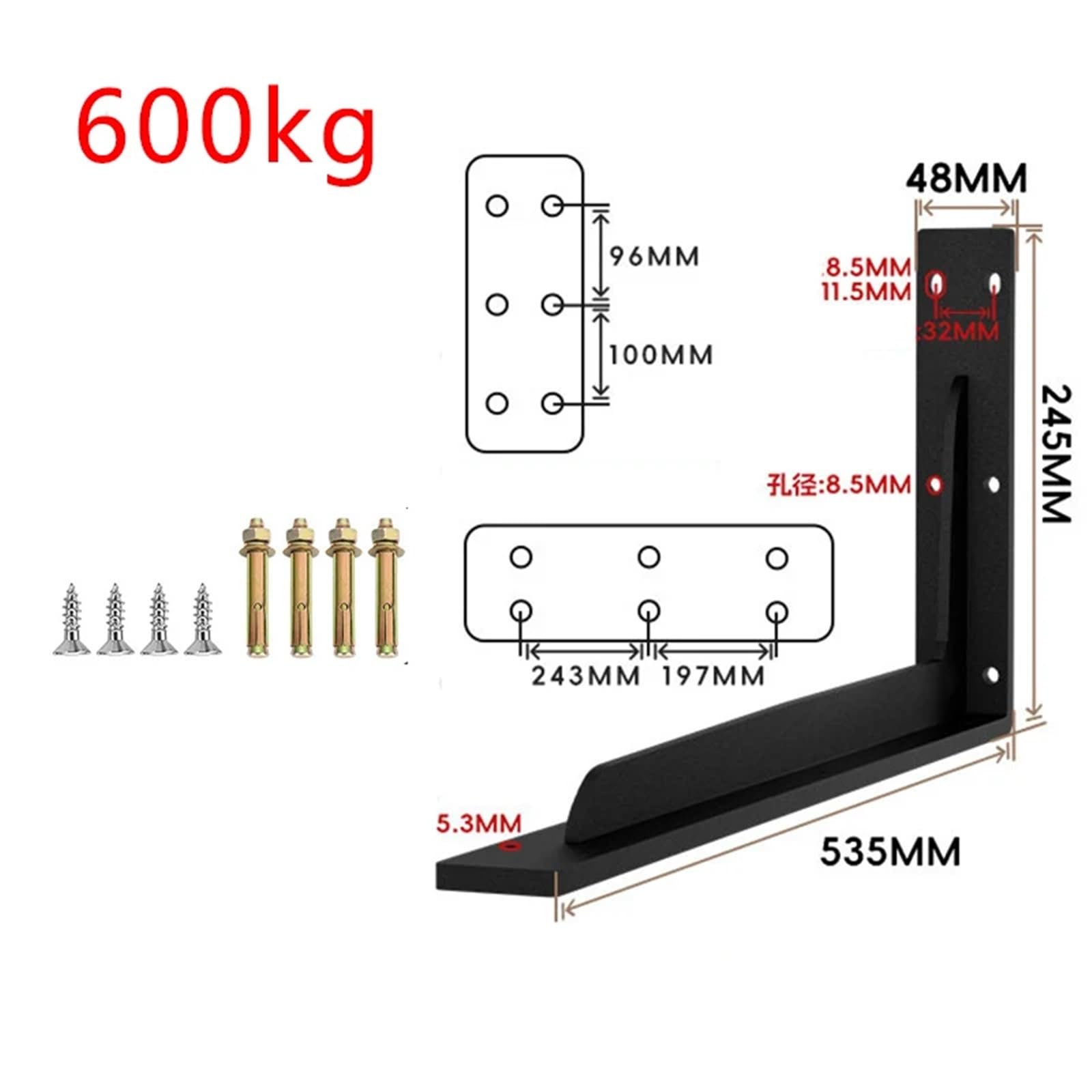 Equerre Metal Cloison de Bureau Fixe en Acier Inoxydable, Rangement Mural(22 inch 600kg 1pcs)