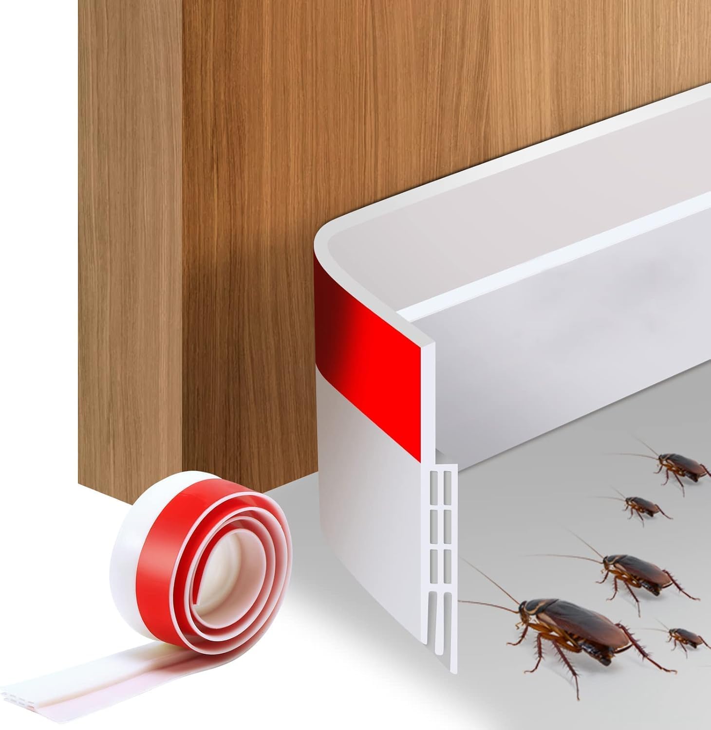 Under Door Draft Stopper Strip 39 Inch, Self Adhesive Door Bottom Seal, Weather Stripping Door Sweep for Blocking Dust, Wind, Noise, Light & Insects, Cut to Fit Gap Sealer for Home (White)-image-38