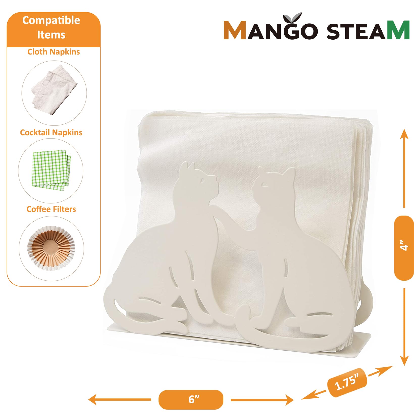 Mango Steam Servilletero (Gato, Blanco)