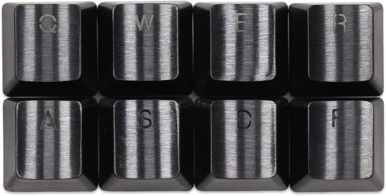 KPREPUBLIC Teamwolf Stainless Steel MX Metal Keycap for Keyboard Gaming Key QWERWASD R2 R3 Light Through Back lit Black Blue Gold Gradient (TW Gold QWERWASD)