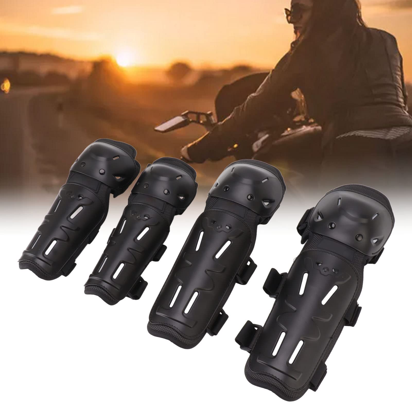 Ginocchiere Regolabili per Gomitiere da Moto per la Massima Protezione Negli Sport All'aria Aperta 4 Pezzi Neri