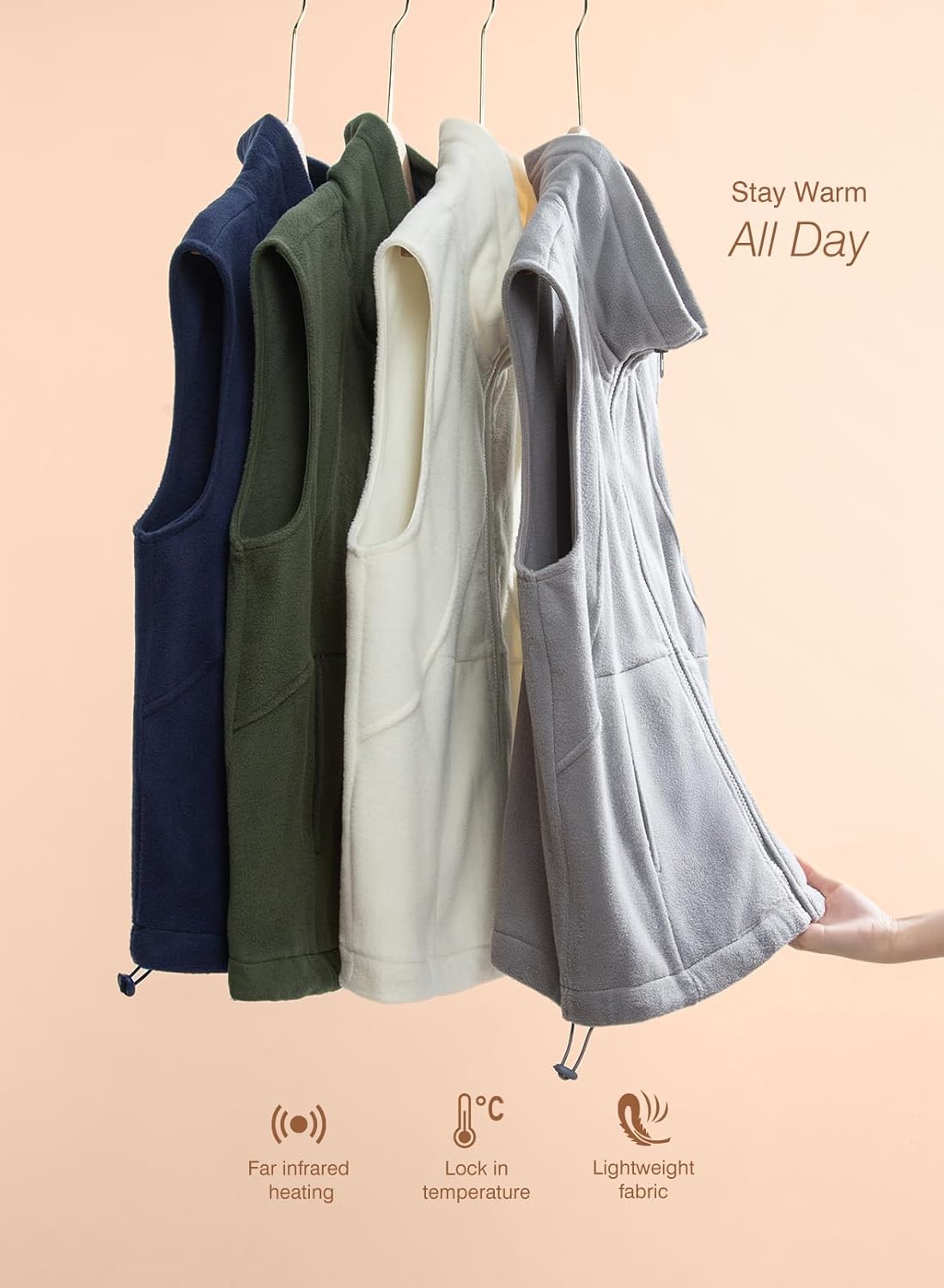 Dokotoo Women's Full Zip Polar Fleece Vest Warm Winter Sleeveless Cardigan Lapel Collar Sherpa Coat Outerwear with Pocket - Image 2