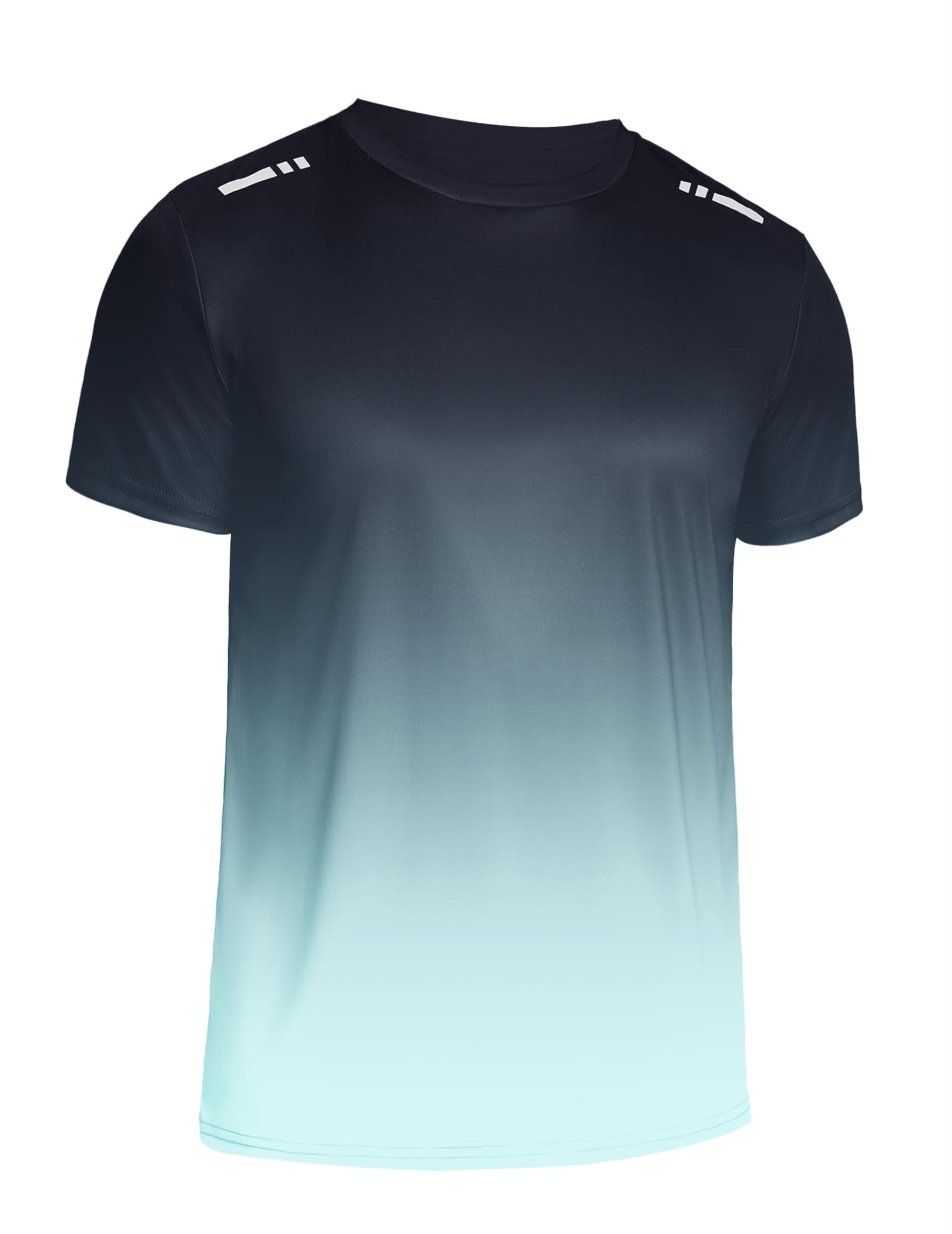 PINSPARK Sport T-shirts voor heren, met korte mouwen, sneldrogend, ademend loopshirt, licht trainingsshirt, functioneel shirt met kleurverloop, gym workout T-shirt, rood, XXL