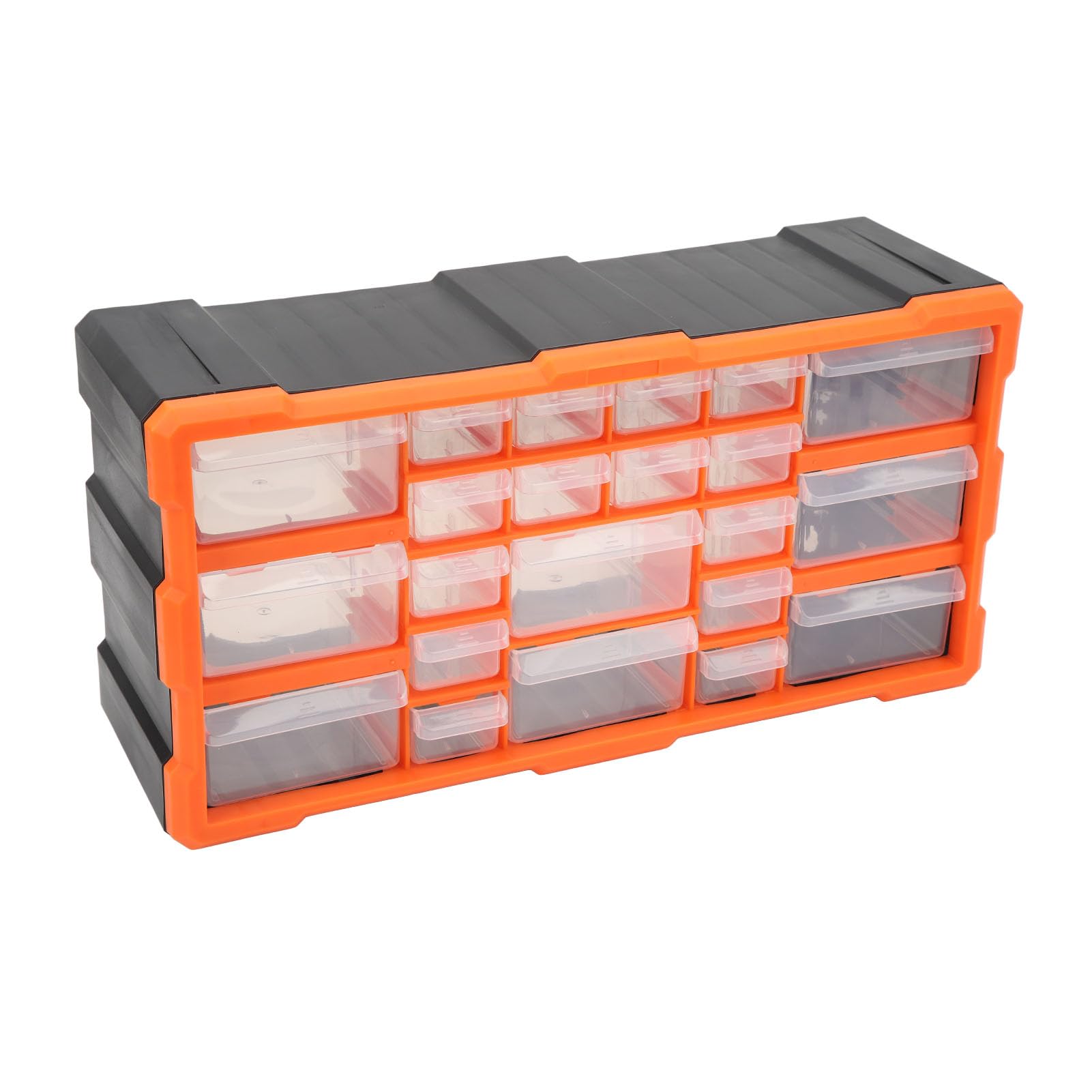 Armadietto Portaoggetti in Plastica per Componenti Elettronici a 22 Cassetti con Divisori Rimovibili, Cassetti Traslucidi, Design Impilabile e con Montaggio a Parete - Modello -510 per Viti,