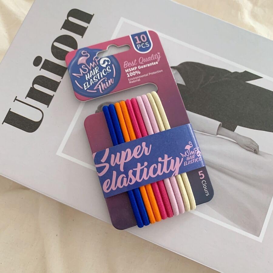 Set of 10 elastic hair bands Multi-color seamless hair bands Fashionable elastic rubber bands Does not damage hair Suitable for thick curly hair medium-length hair ponytails etc(HBS)