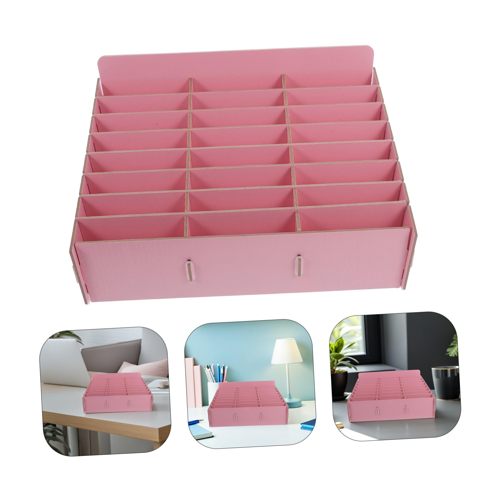 SHINEOFI Organizer in con Scomparti per Cellulari e Accessori Scatola Cellulare Scrivania Rosa Portaoggetti Multifunzione per Insegnanti Ufficio e Aula Scuola