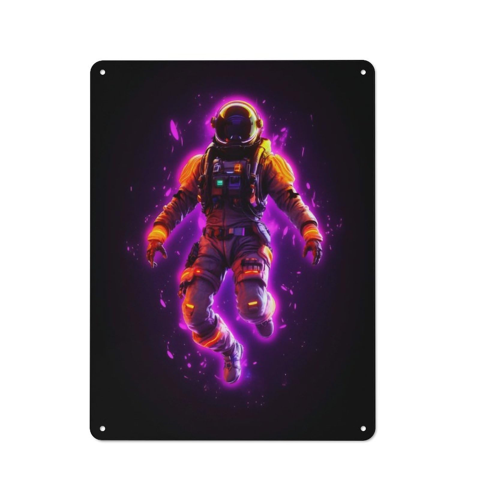 Junmoney Astronaut Neon Line Art Vintage Tin Wall Plaque 40X30cm For Workshop Wall, A Decorative Christmas Gift For Makers And Diy Enthusiasts