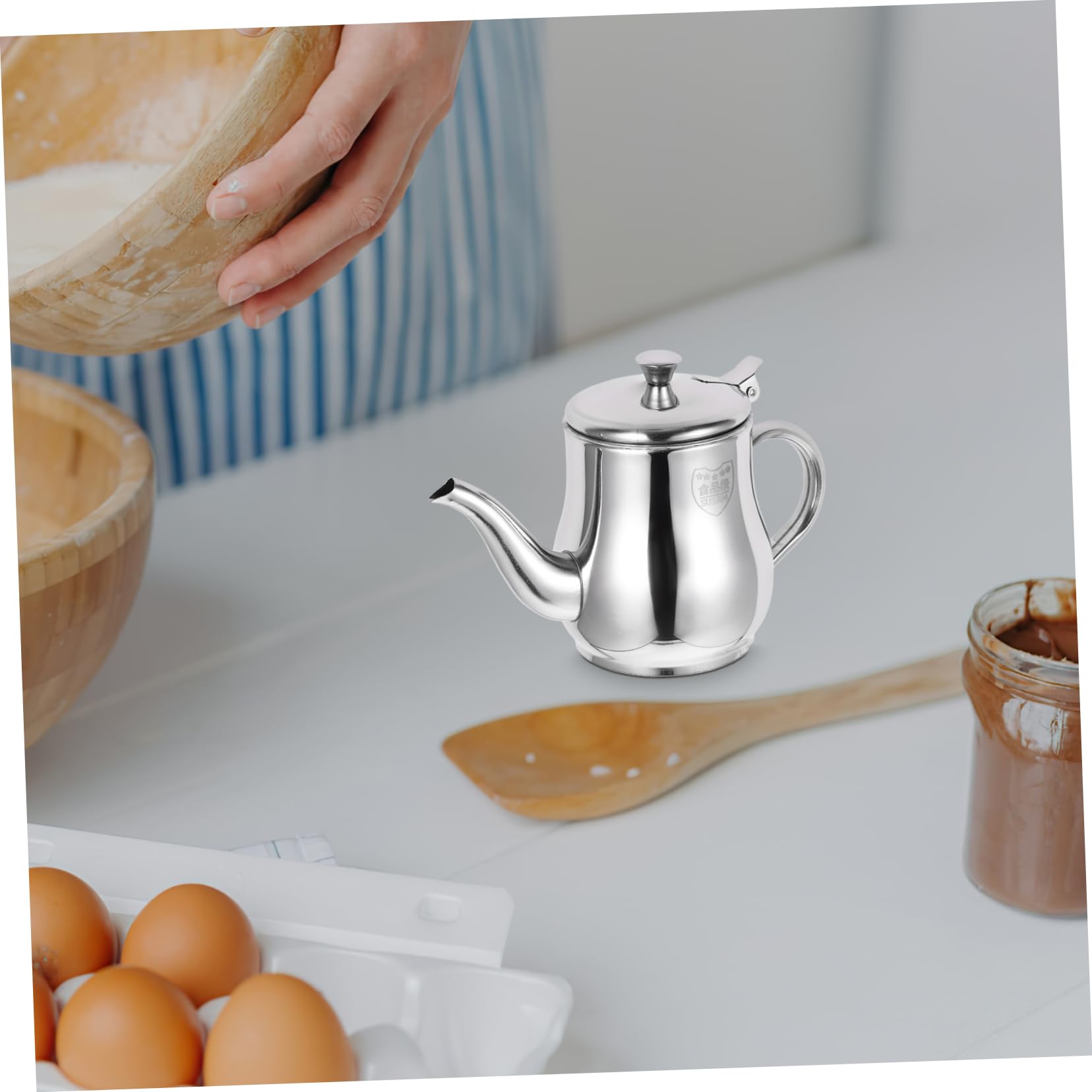 Recipiente para Aceite de 13oz en Acero Inoxidable Filtro para Separar Grasa, Adecuado para Filtrado de Sopa y Jugo en Cocina Doméstica