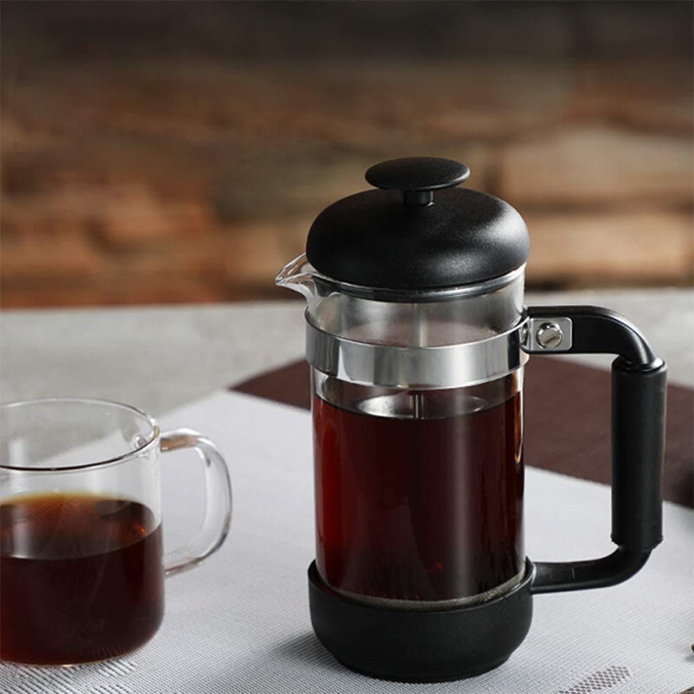 Prensa Francesa Cafetera 12oz / 350ml, 304 Café de acero inoxidable Press con pantallas de filtro, Borosilicato de Borosilicato Resistente al calor Cafetería Potcolador, Sender Sirviendo Cafetera
