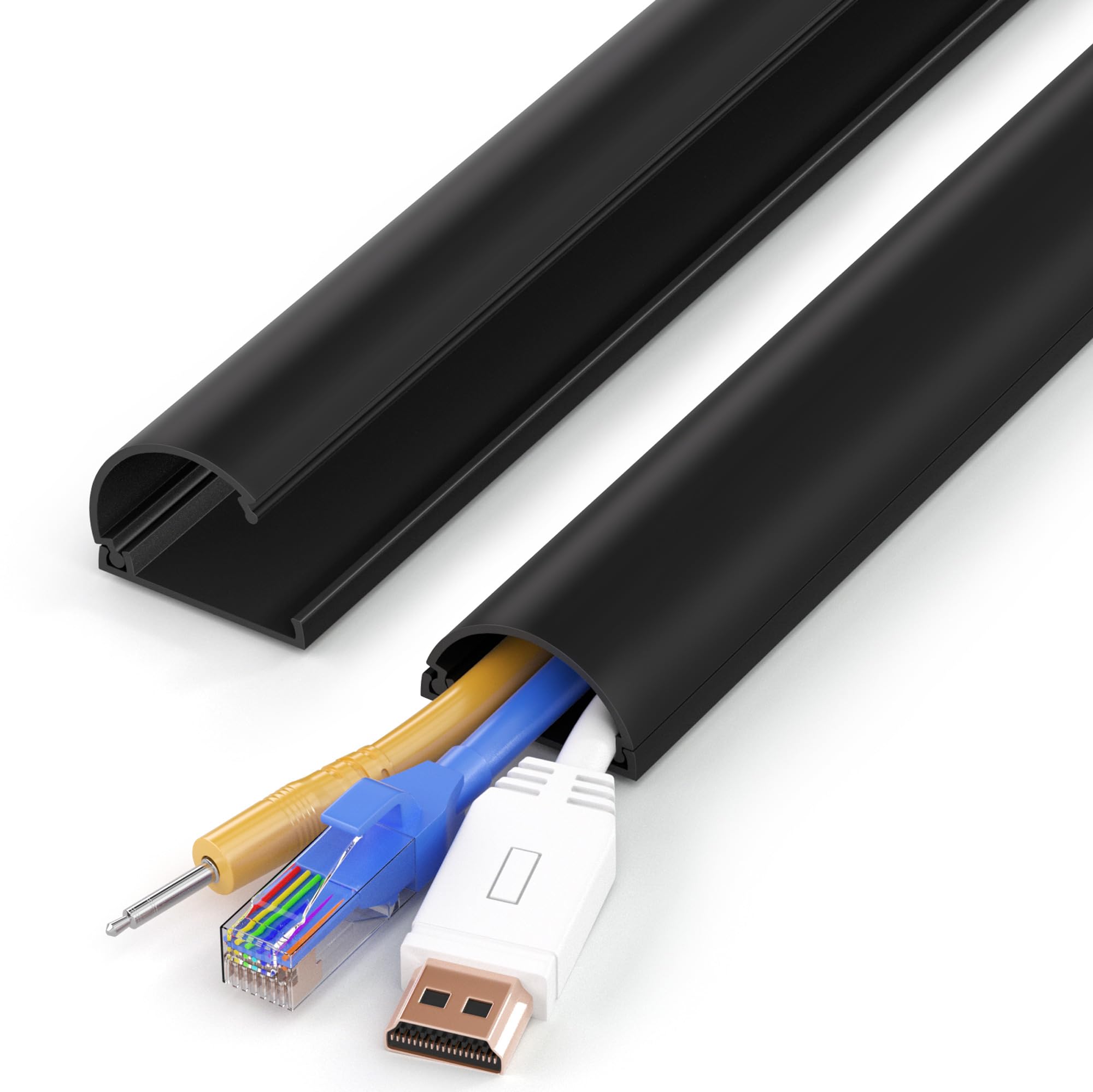 ZhiYo 34in Cord Hider for 2-4 Wall-Mounted TV Wires, 1.4" W x 0.7" H, Black