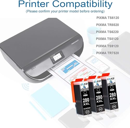 Miniatura 2 de L2KB PGI-280 Reemplazo compatible para cartuchos de tinta Canon 280 con impresora PIXMA TR7520 TR8520 TS6120 TS6220 TS8120 TS8220 TS9120 TS9520