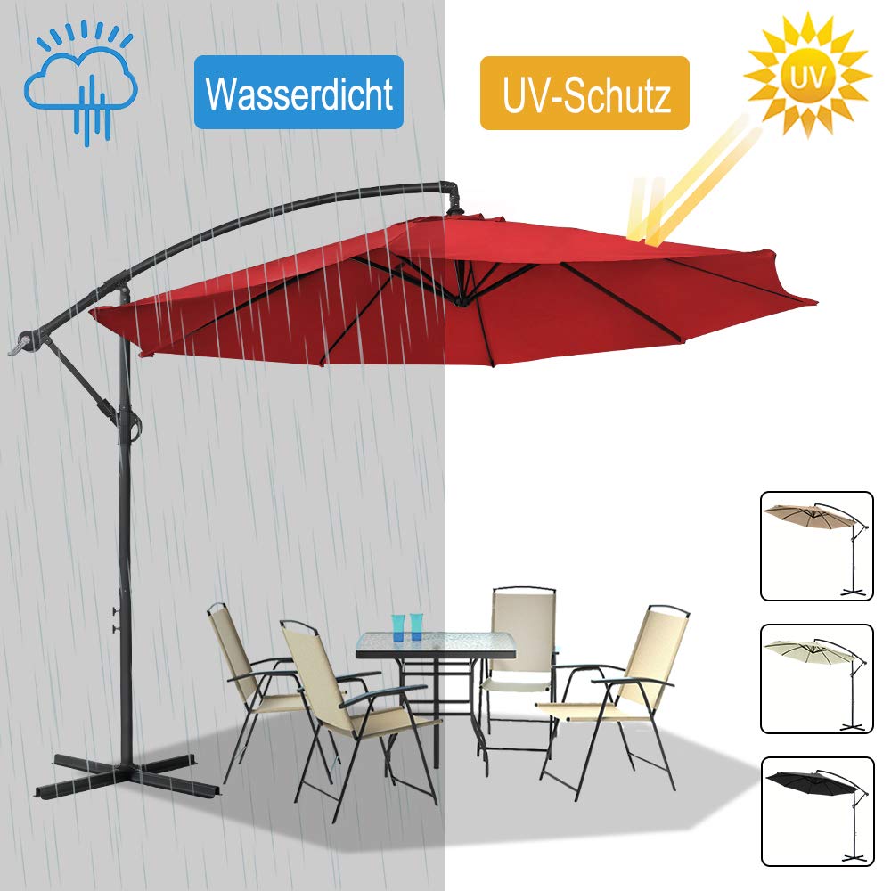 LARS360 Ombrelloni da Giardino per Esterno Gazebo Piscina Giardino Terrazzo, Colore Antracite ø350cm Alluminio Poliestere Parasole con Base a Croce, Protezione UV Impermeabile