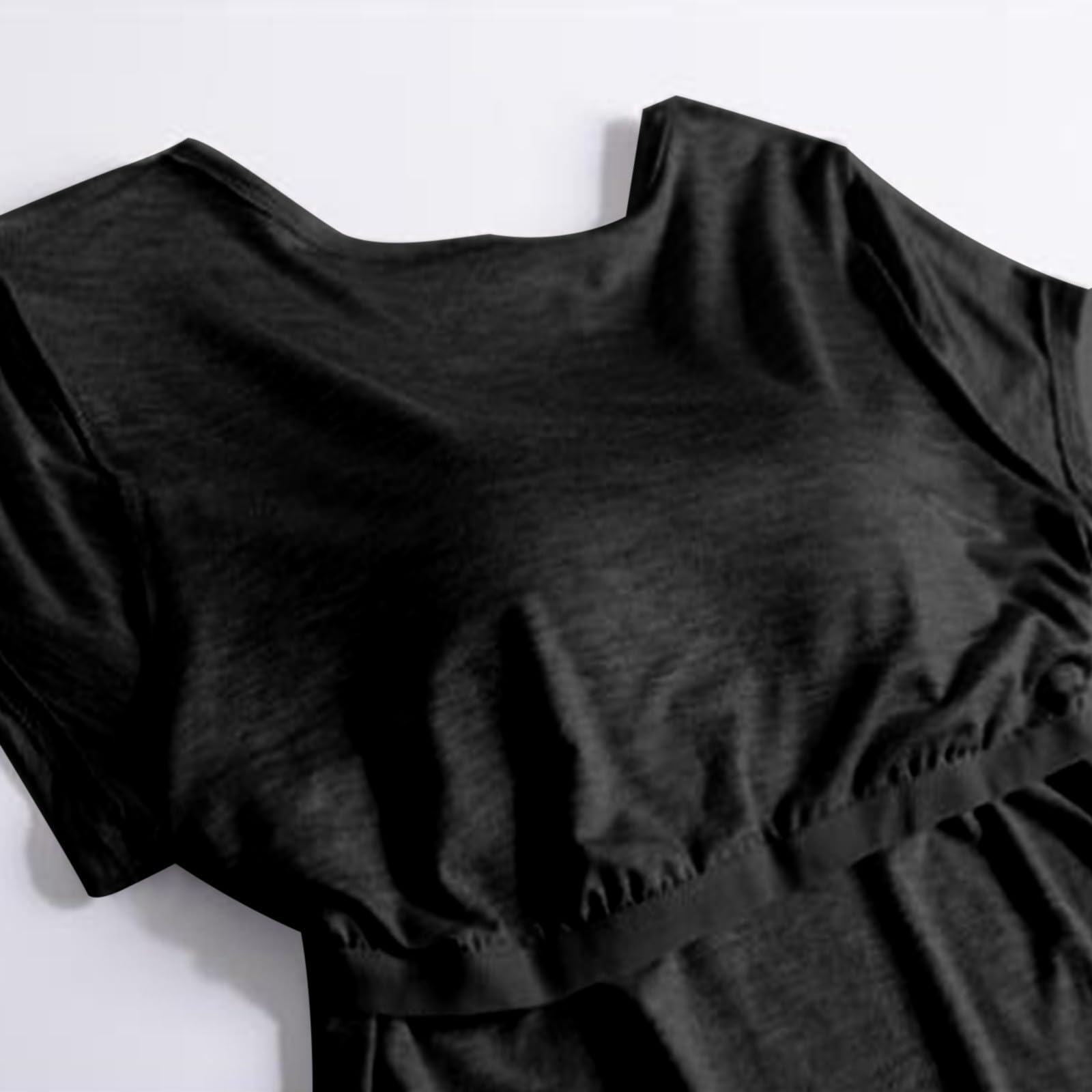 Womens Shirts with Built in Bra Short Sleeve Shirts Summer Casual Athletic Workout Yoga Shelf Bra Padded T Shirts Tops — view 4