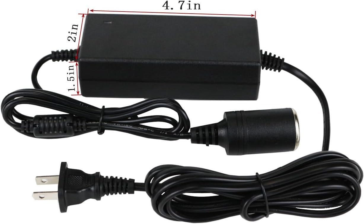 12V 5A Car Power Adapter ，Power Adaptor Plugs into Outlets，Power Supply Adaptor for Coleman Thermoelectric Hot/Cold Cooler，for Camping Home Office Dorm or Vehicle Use，with Male to Male Extension Cord