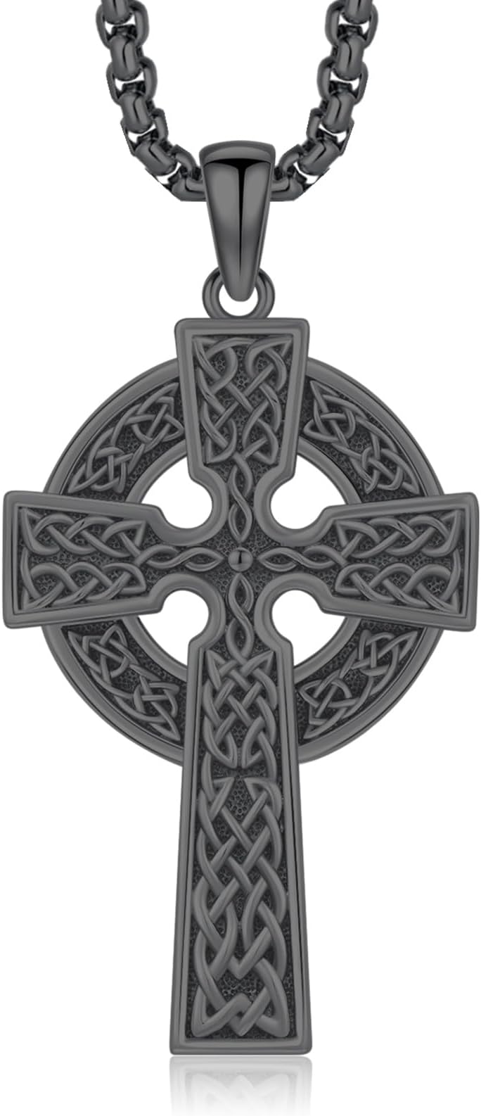 Celtic Cross Necklace for Men Women 925 Sterling Silver Celtic Cross Pendant Evil Eye Necklace Irish Trinity Knot Crucifix Jewelry