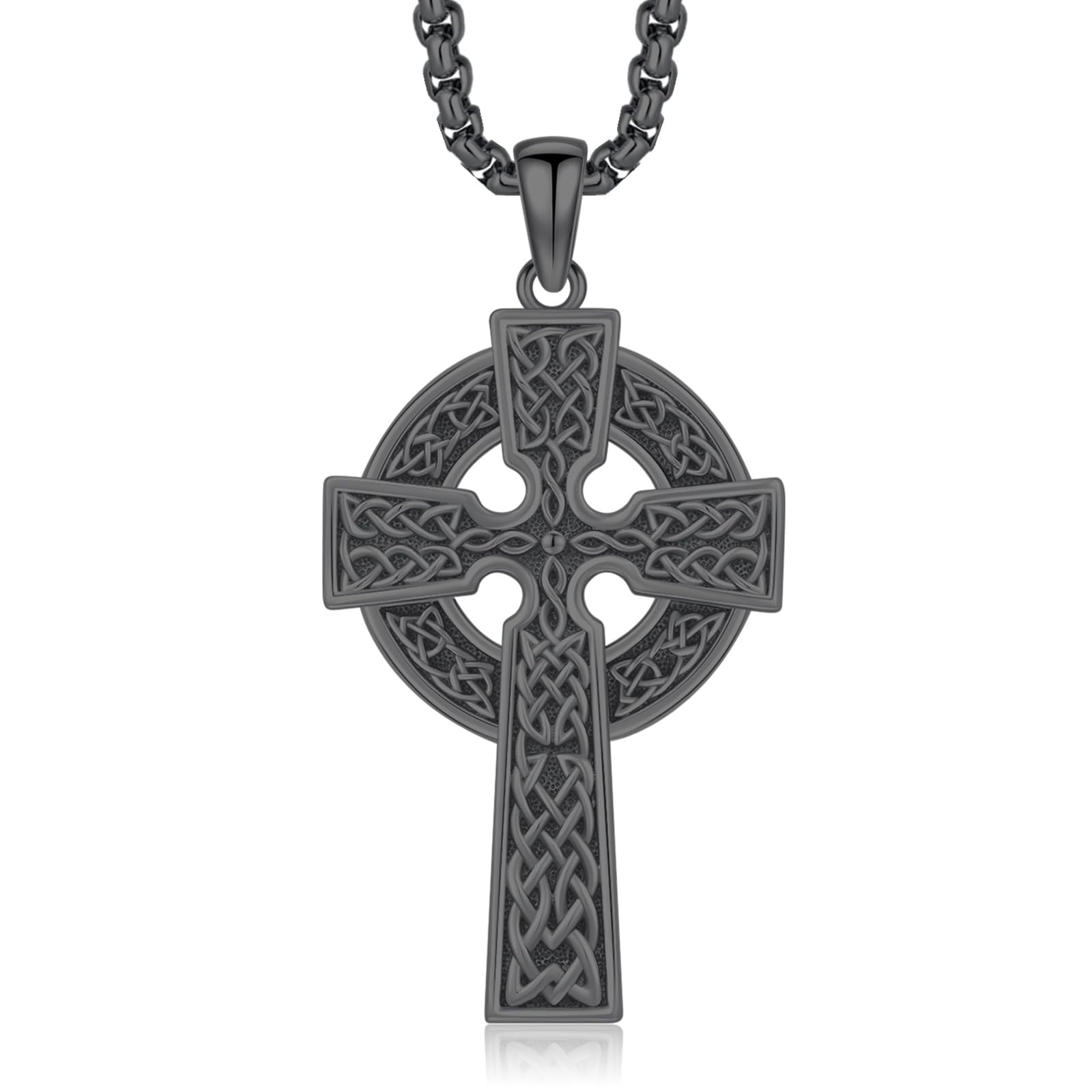 Celtic Cross Necklace for Men Women 925 Sterling Silver Celtic Cross Pendant Evil Eye Necklace Irish Trinity Knot Crucifix Jewelry