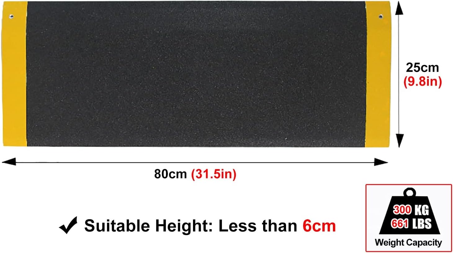 Ramps/Metal Ramp Threshold, Durable Slope Black & Yellow, Suitable for Step Transitions with a Height Less Than 6cm,30cm/11.8inch
