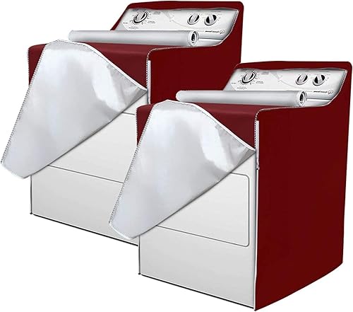 MBOOM Paquete de 2 fundas para lavadora y secadora, impermeables, con cremallera, para máquina de carga frontal y secadora (rojo viento, 29 pulgadas