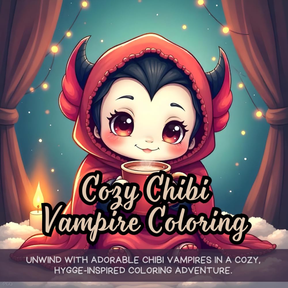 Cozy Chibi Vampire Coloring: cute chibi vampire coloring book, adorable gothic chibi coloring book, kawaii chibi vampire coloring book, cozy aesthetic ... chibi book, cute and spooky coloring book