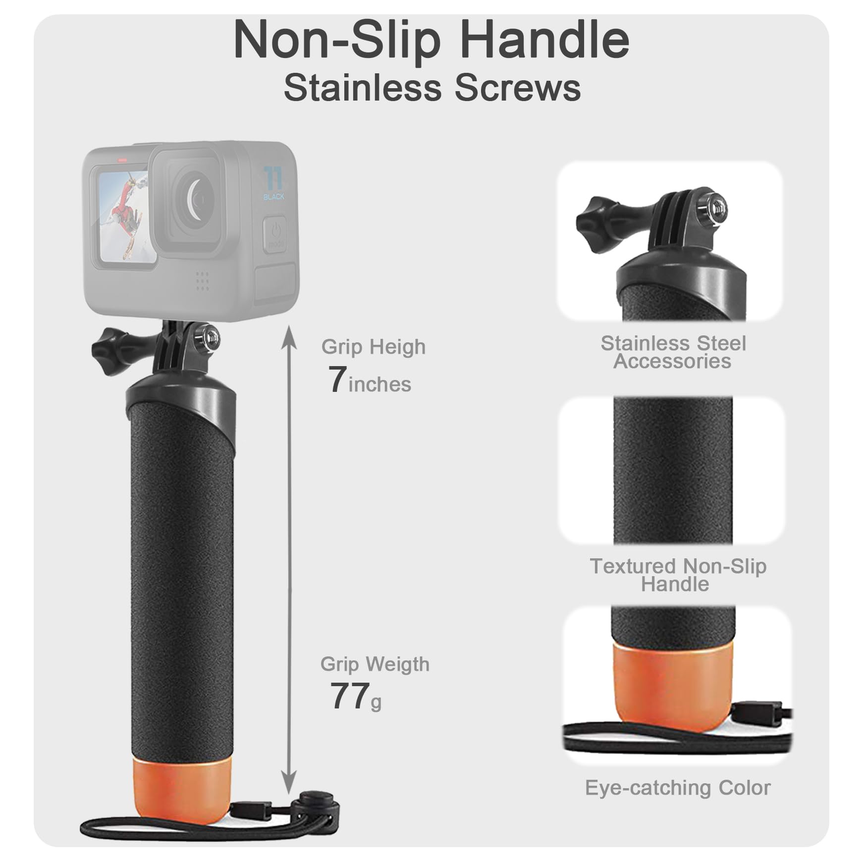 FitStill Custodia impermeabile subacquea 40m, compatibile con Go Pro Hero 2018/7/6/5, monopiede galleggiante per Hero7, Hero6, Hero5