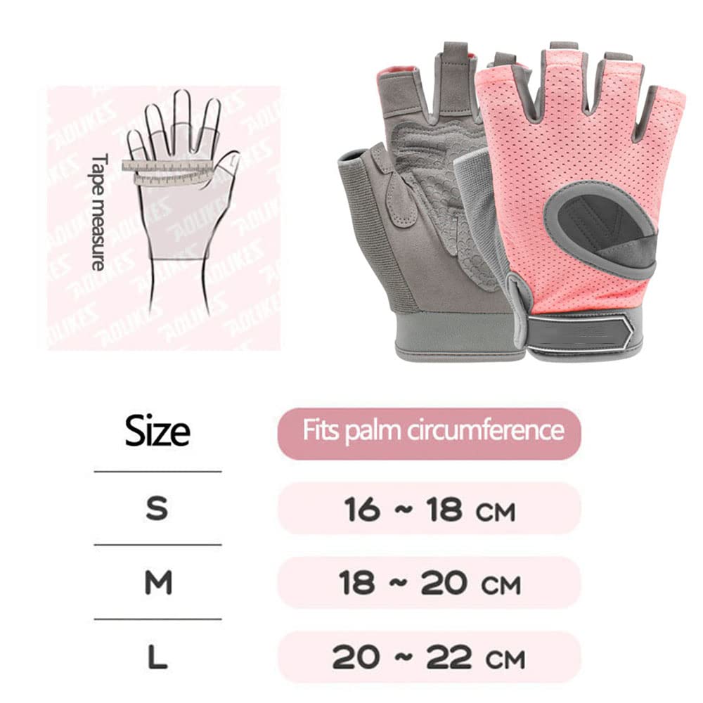 1 par de Guantes de Entrenamiento sin Dedos para Hombres y Mujeres, Guantes de Levantamiento de Pesas, Soporte para Entrenamiento en Gimnasio, protección Completa de la Palma, Rosa, L