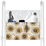 LeCorner Walker Bag, Double-Sided Walker Basket for Folding Walker, Multi Pockets Walker Accessories Bags for Rollator, Wheelchair Accessories Storage Organizer (Sunflower)
