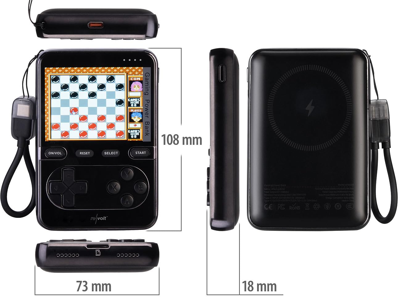 revolt Retro Konsolen Handheld: 2er-Set Gaming-Powerbanks 10.000 mAh, für Qi & MagSafe, 20W, 200Spiele (Powerbank USB-C PD für Gamer, für Retro-Gaming)