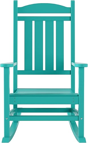 Miniatura 4 de WO Home Furniture Silla de Mecedora de Patio de Granja al Aire Libre de HDPE Resistente a los Rayos UV (Turquesa)