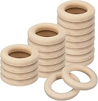Vista 8 de uxcell 20 anillos de madera natural de 1.969 in (2 pulgadas), círculos de madera lisa sin terminar de 0.315 in de grosor para manualidades, tejer