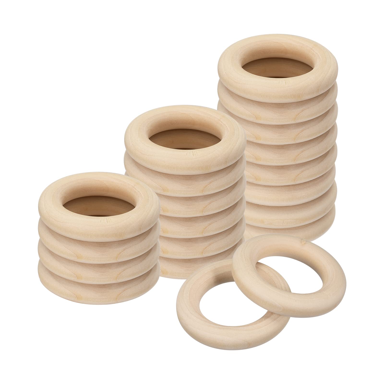 Anneaux en bois naturel lisse de 50 mm pour pendentifs et loisirs créatifs