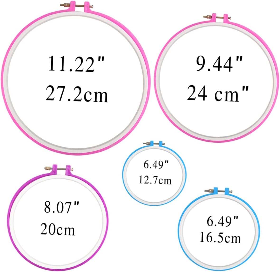 Anneome 5pcs Adjustable Tambour Embroidery Hoops Set to Cross Stitch Rings Random Colors for Needle Arts and Painting