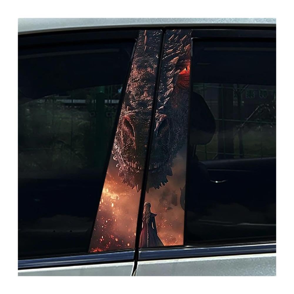 Body Parts 2PCS Car B-Pillar Stickers Dark Dragon Auto Center Column Waterproof Decals(H)