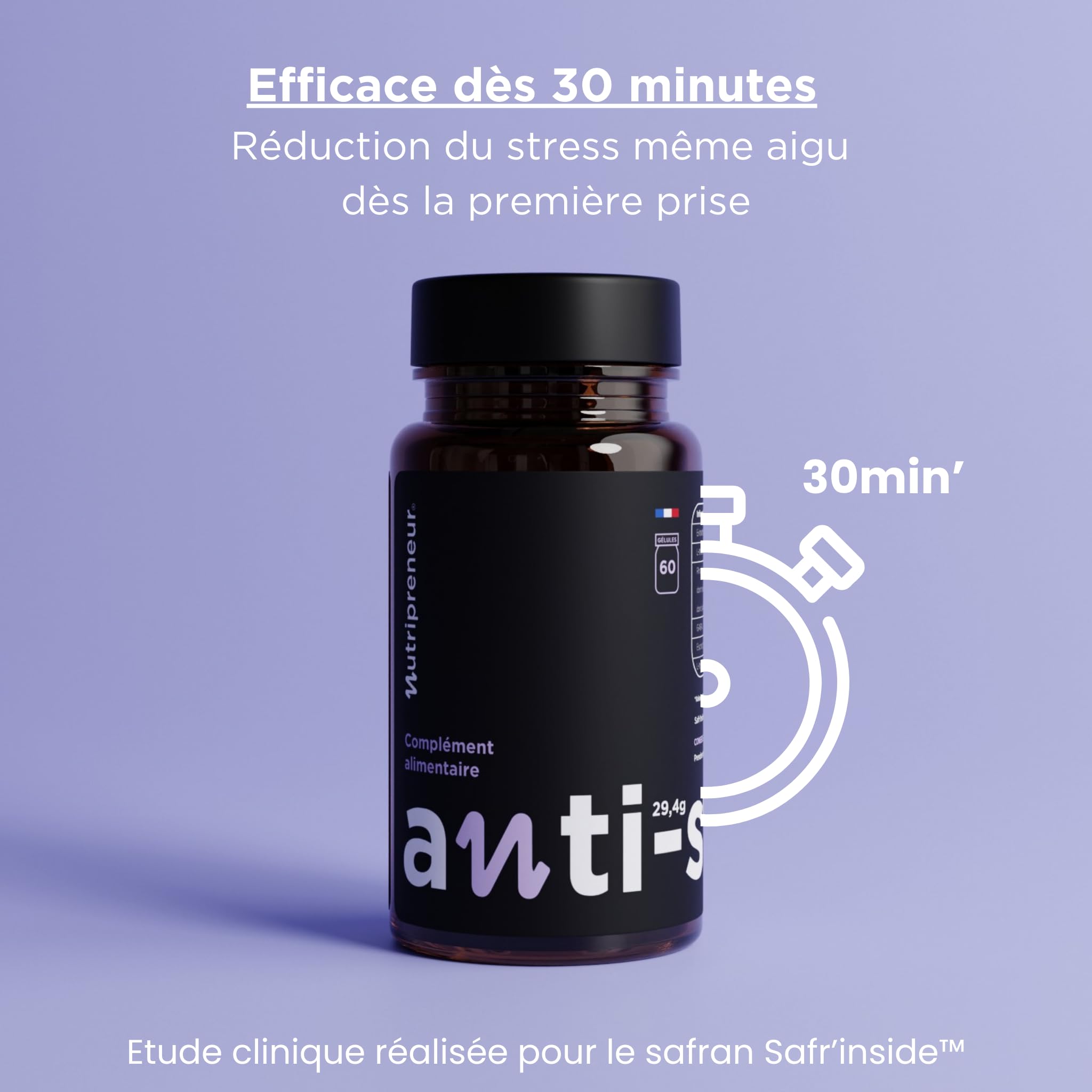 Anti-stress - 3 mois - Extrait de Safran, Rhodiola, L-théanine, Gaba, L-tryptrophane, Pavot de californie (3)