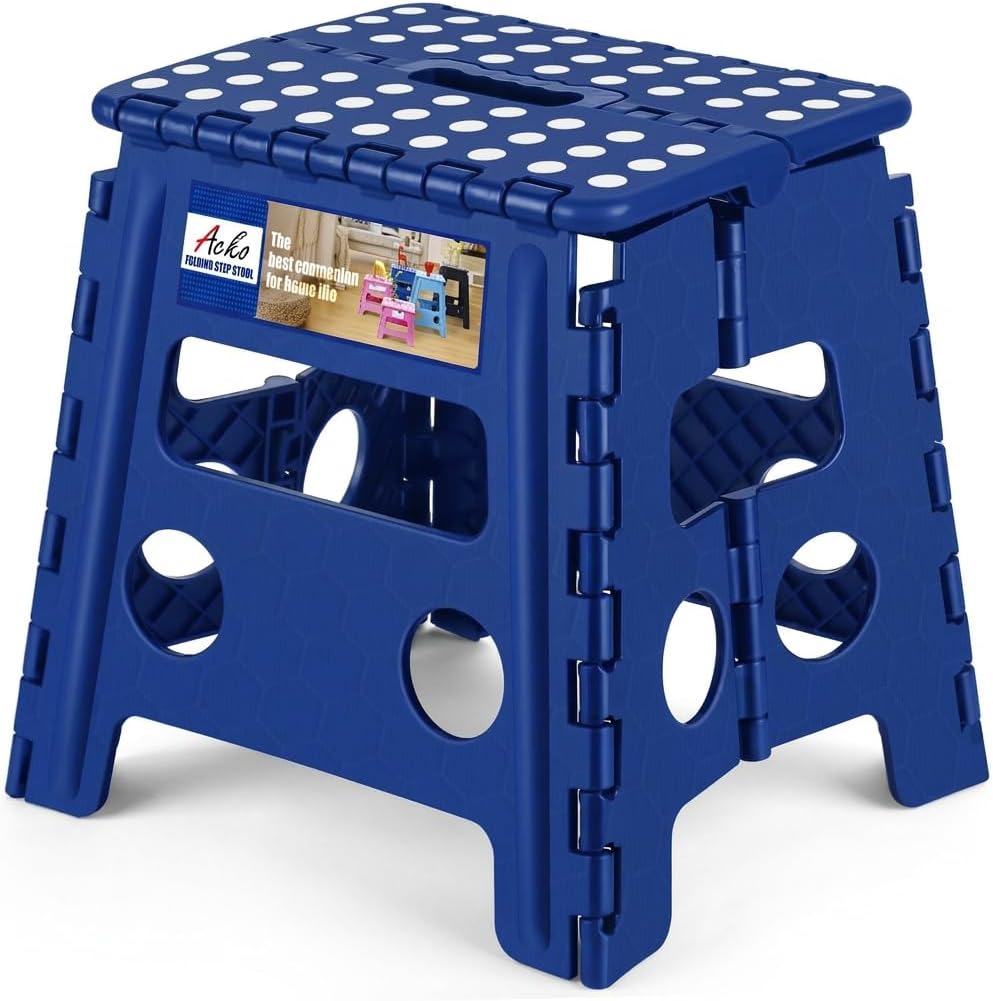 ACKO Folding Step Stool -13 inch Height Premium Heavy Duty Foldable Stool for Kids and Adults, Kitchen Garden Bathroom Stepping Stool