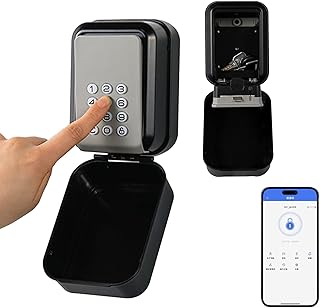 Smart Schlüsselbox Aussen, Bluetooth Schlüsseltresor Elektronisch mit Zahlencode, unterstützt TTLock APP und PIN-Code Entsperren, IP65 Wasserdichte Schlüsselsafe für Haus Wohnung Ferienunterkunft