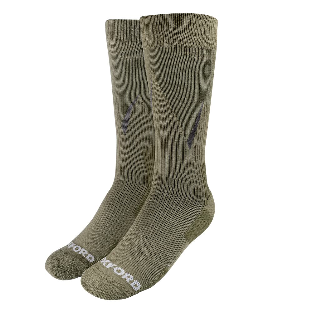 OXSOCKS Oxford Products Merino Khaki Motorcycle Socks, Small UK 4-6